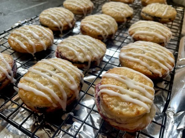 Drizzle pies with icing when completely cooled