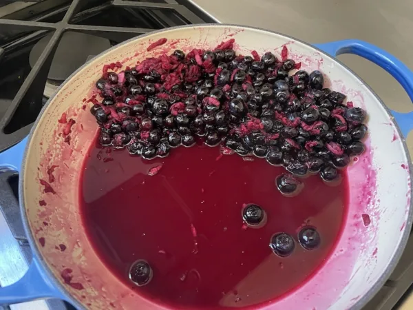 Start cooking blueberry filling mixture